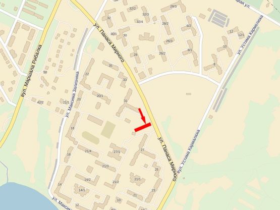 Схема рекламної площини за адресою Мирного П. ул, 29, возле ночного клуба "Шторм" , супермаркета "Дана"