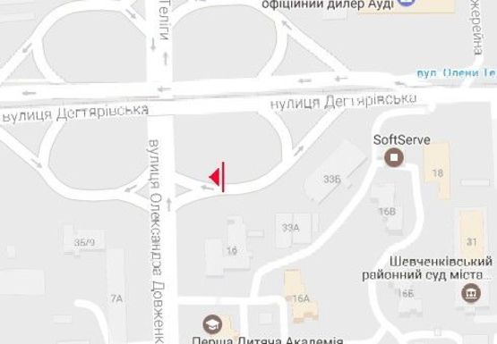 Схема рекламної площини за адресою Дегтяревская ул., поворот с Довженко ул.