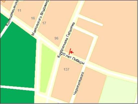 Схема рекламної площини за адресою ул.Кирова-ул.20-лет Победы