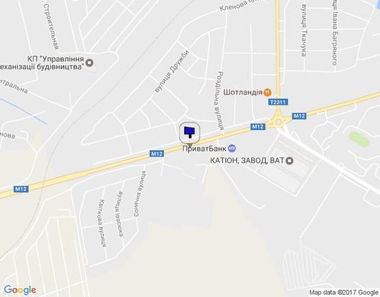 Схема рекламної площини за адресою вул.Львівське шосе (500 м до кругу з-да "Катіон")