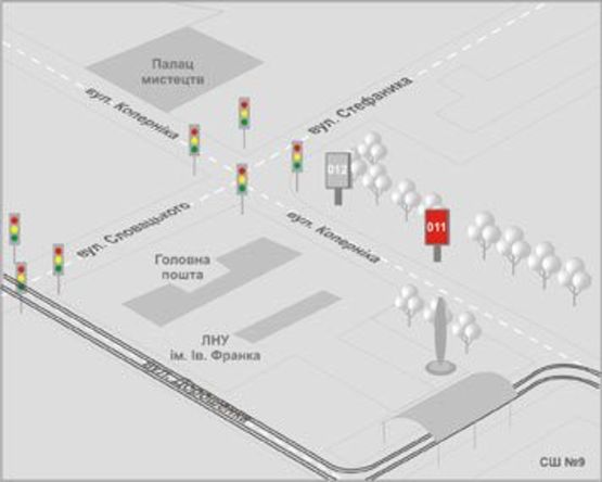 Схема рекламной плоскости по адресу Коперника вул., 11