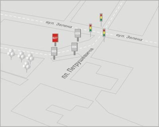 Схема рекламної площини за адресою Петрушевича пл., 10