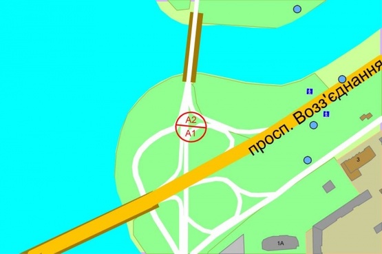 Схема рекламной плоскости по адресу Русановская набережная / просп. Воссоединения  (выезд на мост Патона)