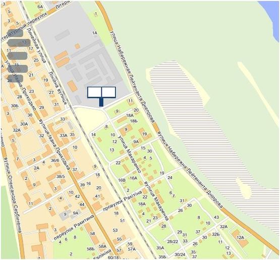 Схема рекламної площини за адресою ул. Макаренко, в сторону Крюковского моста  левая сторона