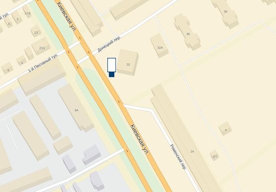 Схема рекламной плоскости по адресу перекресток ул. Киевской и тупика 1-го Песчаного, возле дома №32 (в сторону Макдоналдса)