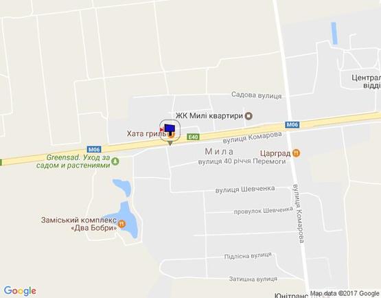 Схема рекламної площини за адресою с. Мила, траса М-06 Київ-Чоп (Житомир), км 26+300 ліво