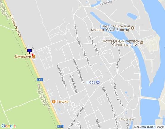 Схема рекламной плоскости по адресу Конча-Заспа, траса Р-02, км 29+050 право, котедж. містечко "РОМАНОВО", комплекс "Сезони SPA", ресторан "Giardino", супермаркет "Wine Time"