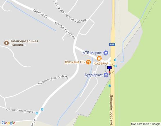 Схема рекламної площини за адресою Дніпровське шосе, поворот на с. Лісники, траса Н-01 "Київ-Знам'янка", км 20+850 право, біля "АТБ"