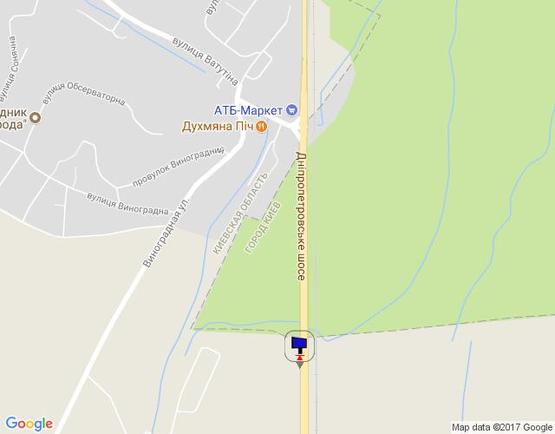 Схема рекламної площини за адресою Дніпровське шосе, траса Н-01 "Київ-Знам'янка", км 21+650 право