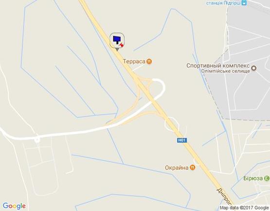Схема рекламной плоскости по адресу Дніпровське шосе, возле ресторана "Караван"; км 24+800 лево