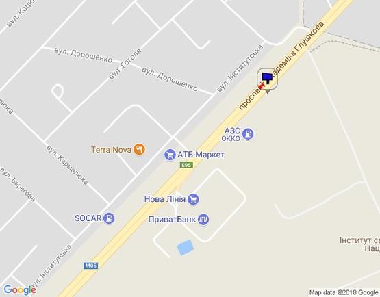 Схема рекламної площини за адресою м. Київ, проспект Академіка Глушкова, траса М-05 Київ-Одеса, км 13+600 ліво