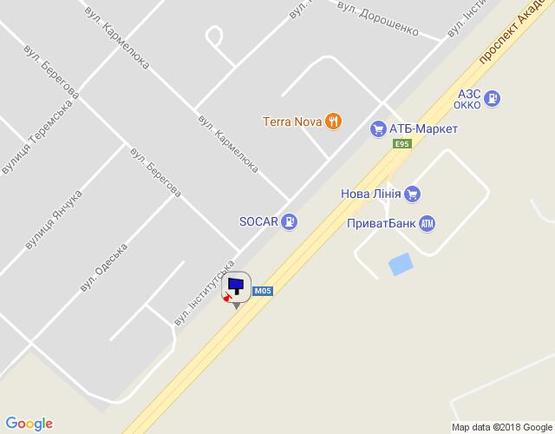 Схема рекламной плоскости по адресу с. Гатне, траса М-05 Київ-Одеса, км 14+290 право