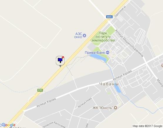 Схема рекламної площини за адресою с. Чабани, траса М-05 Київ-Одеса, км 15+880 право