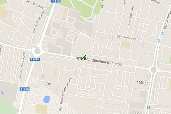 Схема рекламной плоскости по адресу Володимира Великого вул., 52 - Василия Симоненко вул.