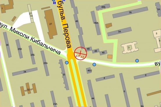 Схема рекламной плоскости по адресу Перова бульвар / ул. Кибальчича  (в сторону Троещины)