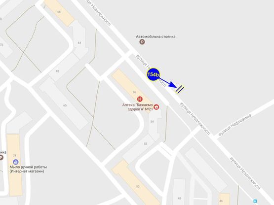 Схема рекламної площини за адресою ул. Незалежности 56 (сторона Б)