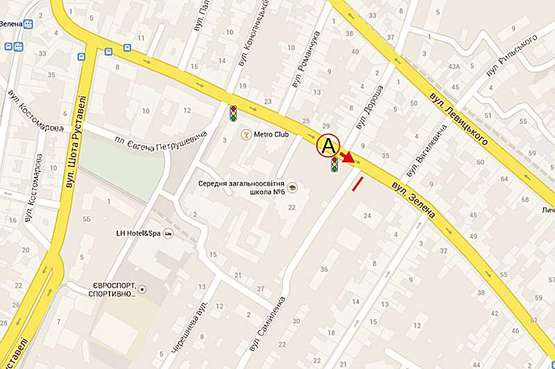 Схема рекламної площини за адресою Зелена - вул. Самійленка