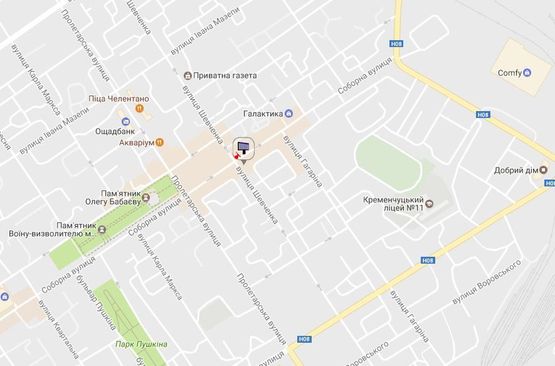 Схема рекламної площини за адресою просп. Свободы (ул.60л.Октября), 8а, перекр. с ул. Троицкой (Красина) и ул. Хорольской, возле Электростанции, напротив супермаркета «АТБ»