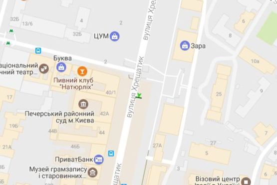 Схема рекламної площини за адресою Хрещатик вул., 27 (магазин "Grand Gallery")