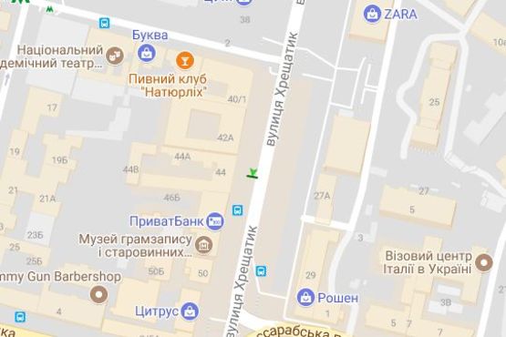 Схема рекламної площини за адресою Хрещатик вул., 44 (магазин "Адидас", "Монарх") (№1)