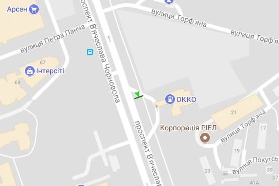 Схема рекламной плоскости по адресу Вячеслава Чорновола просп. - Торф`яна вул.