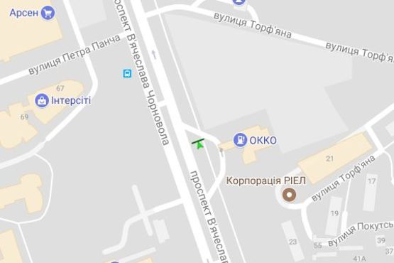 Схема рекламной плоскости по адресу Вячеслава Чорновола просп. - Торф`яна вул. (призма)