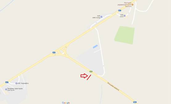 Схема рекламної площини за адресою Обїздна М-06, Київ-Чоп, перед виїздом на трасу Н-17 поворот на Гамалієвку в сторону Винник (привий)