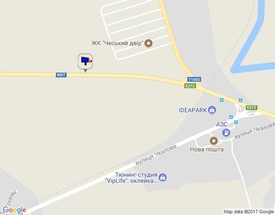 Схема рекламной плоскости по адресу м. Буча, траса М07, км 24+750 право, вул. Шевченка, виїзд з Гостомеля в Бучу,  500м за разв'язкой Ірпінь -Гостомель