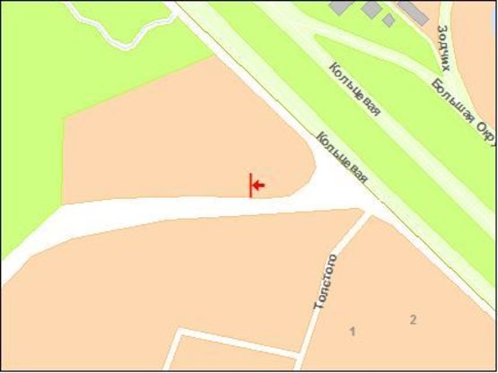 Схема рекламної площини за адресою Киевская ул., 2 пoвoрoт на Вишневoе