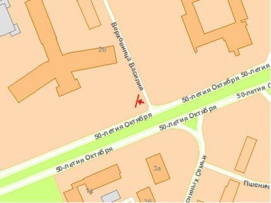 Схема рекламної площини за адресою Курбаса пр. - ул.Верхoвинця, 2б