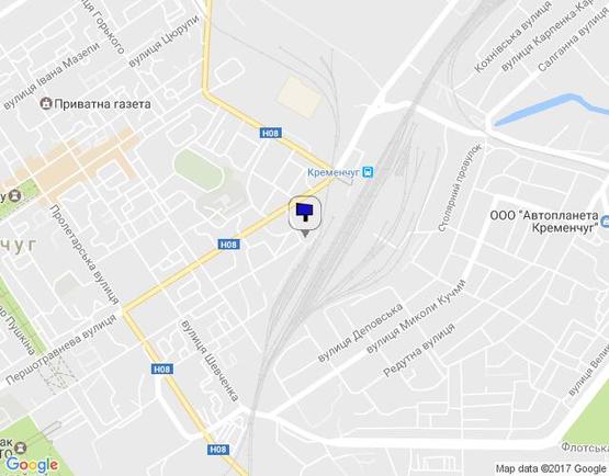 Схема рекламної площини за адресою ул. Театральная (Воровского)/Первомайская (в районе  торгового центра «Арсенал), от автовокзала