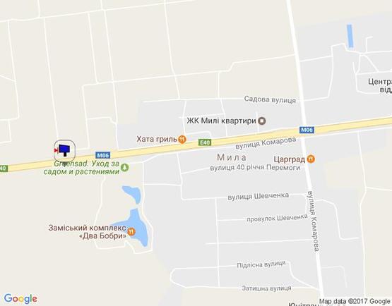 Схема рекламної площини за адресою с. Мила, траса М-06 Київ-Чоп (Житомир), км 26+950 ліво
