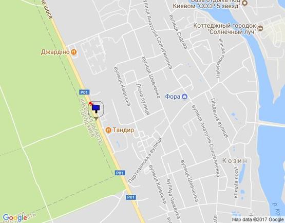 Схема рекламной плоскости по адресу Конча-Заспа, траса Р-02, км 29+340 право, котедж. містечко "РОМАНОВО", навпроти ресторан "ТАНДИР"