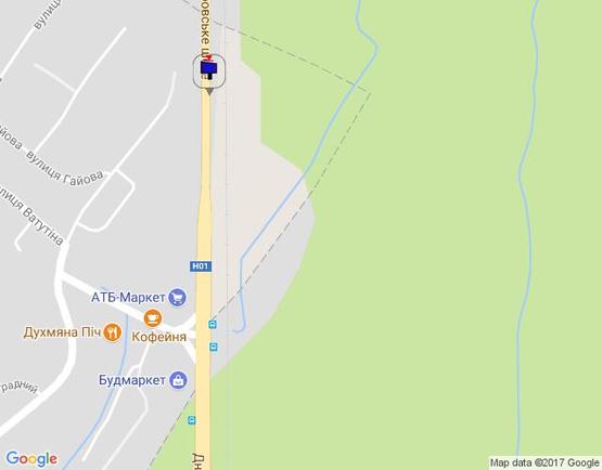 Схема рекламної площини за адресою Дніпровське шосе, 150 м після поворота на с. Лісники, траса Н-01 "Київ-Знам'янка", км 20+400 ліво