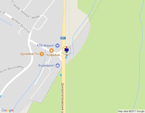 Схема рекламної площини за адресою Дніпровське шосе, поворот на с. Лісники, траса Н-01 "Київ-Знам'янка", км 20+680 ліво