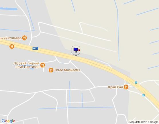 Схема рекламної площини за адресою Новообухівська траса, возле ресторана "Тафаддаль", км 28+450 лево