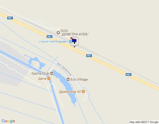 Схема рекламной плоскости по адресу Новообухівська трасаБіля зал.станції "Нові Безрадичі"; 36+250 ліворуч