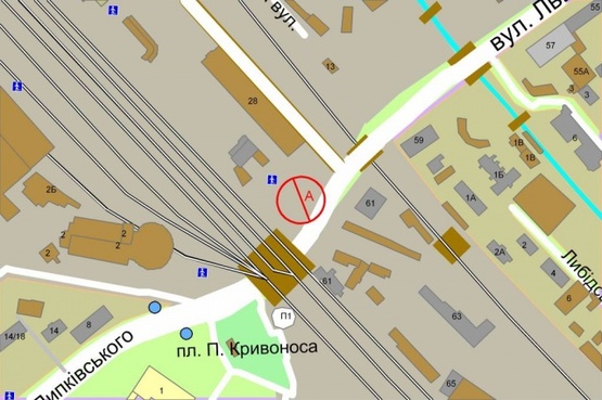 Схема рекламной плоскости по адресу Льва Толстого ул. за выездом с ул.Вокзальная (напротив дома 63, перед ж/д мостом)