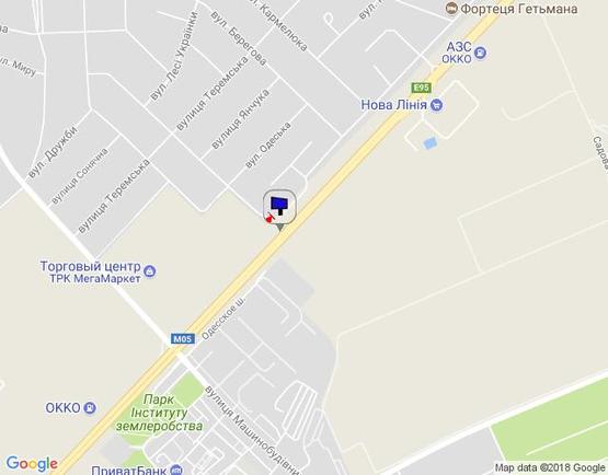 Схема рекламной плоскости по адресу с. Гатне, траса М-05 Київ-Одеса, км 14+580 право