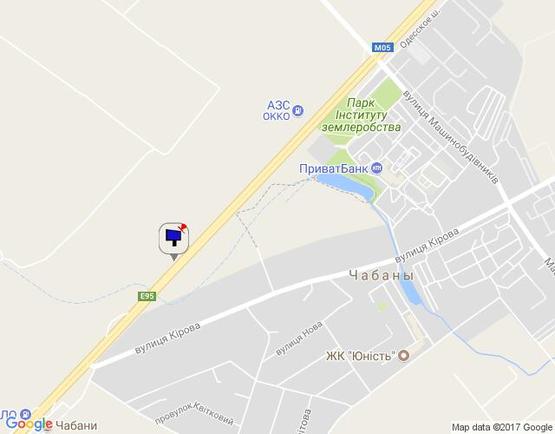 Схема рекламної площини за адресою с. Чабани, траса М-05 Київ-Одеса, км 16+090 право