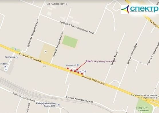 Схема рекламної площини за адресою проспект Володимирський,98