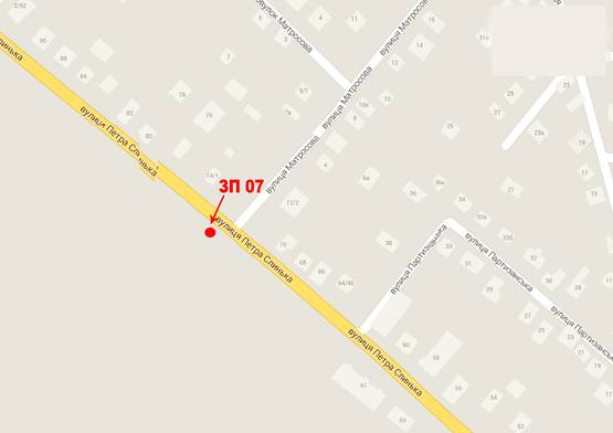 Схема рекламної площини за адресою вул.П. Слинька  зуп.Матросова