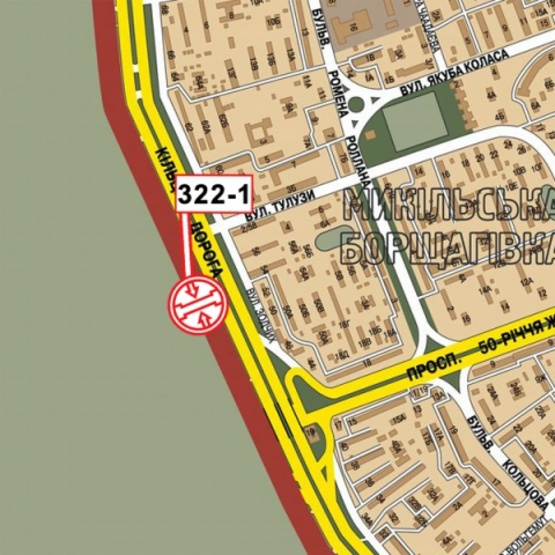 Схема рекламної площини за адресою Кольцевая дорога, км 2+955 (возле автосалона), гостиница "Тиса", АЗС "БРОМ", Технополіс, паправ. Одесского шоссе