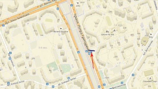 Схема рекламной плоскости по адресу Григоренка Петра пр-т 23