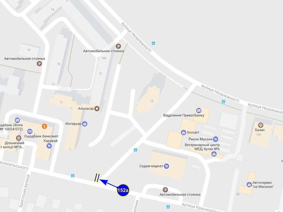 Схема рекламної площини за адресою ул. Красносельского 25 (сторона А)