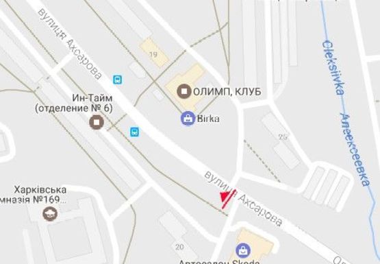 Схема рекламной плоскости по адресу Ахсарова ул., 20 - Белгородская ул.