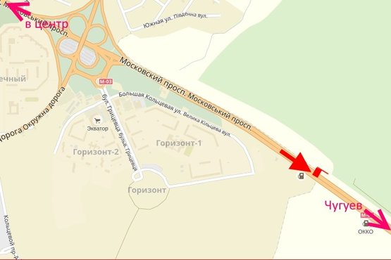 Схема рекламной плоскости по адресу Московский пр-т - Ростовская трасса возле газовой заправки-1 (выезд из города)