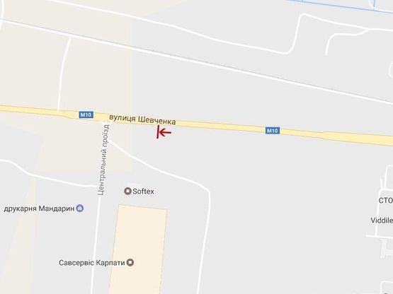 Схема рекламной плоскости по адресу вул.Шевченка (Індустріальний парк) виїзд з міста