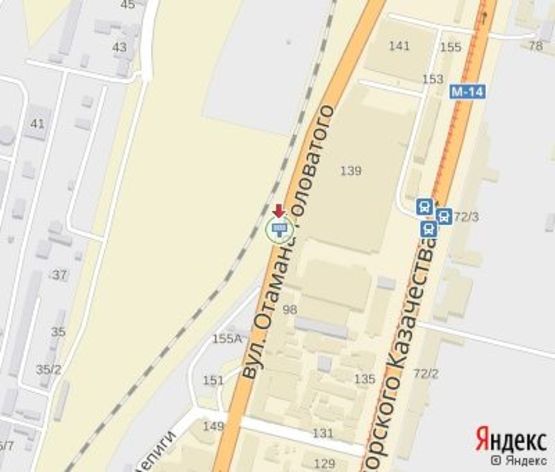 Схема рекламної площини за адресою Атамана Головатого ул.,159 (Автосалон "Тотус")