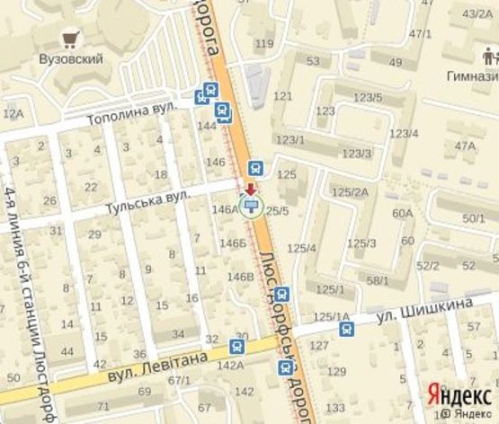 Схема рекламної площини за адресою Люстдорфская дорога, 146а - Тульская ул.